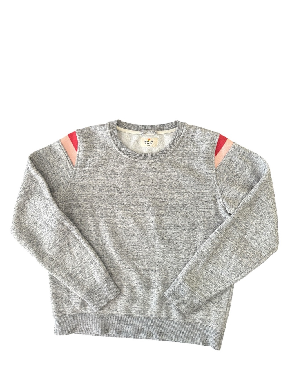 Marine Layer Pullover Sweatshirt Women’s Large Gray Colorblock Cozy Fleece Top - Picture 2 of 9